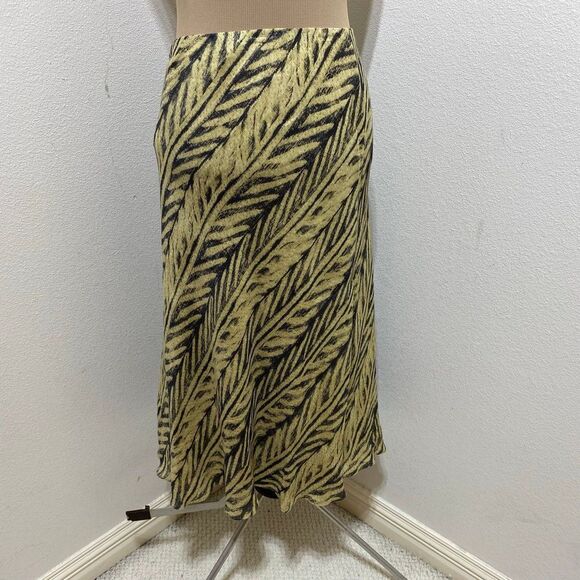 Lauren Ralph Lauren Silk Linen Skirt Zebra Print Flair Ruffle Slit Size Medium - Picture 6 of 8